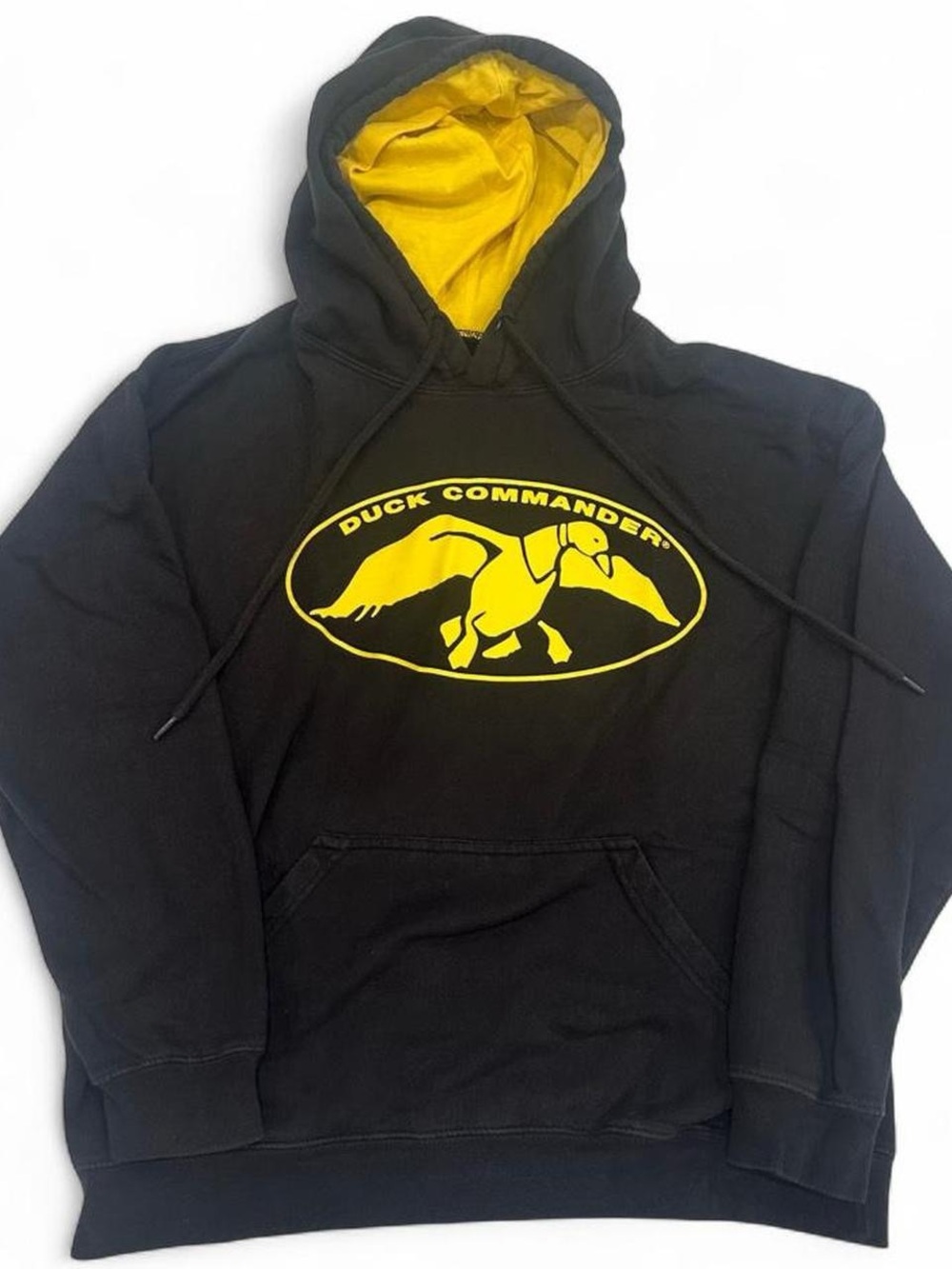 Duck Commander Womens Hoodie Kangaroo Pocket Size Medium Pullover Black Yellow